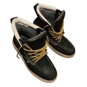 Classic Black Boat Shoes with Tan Laces